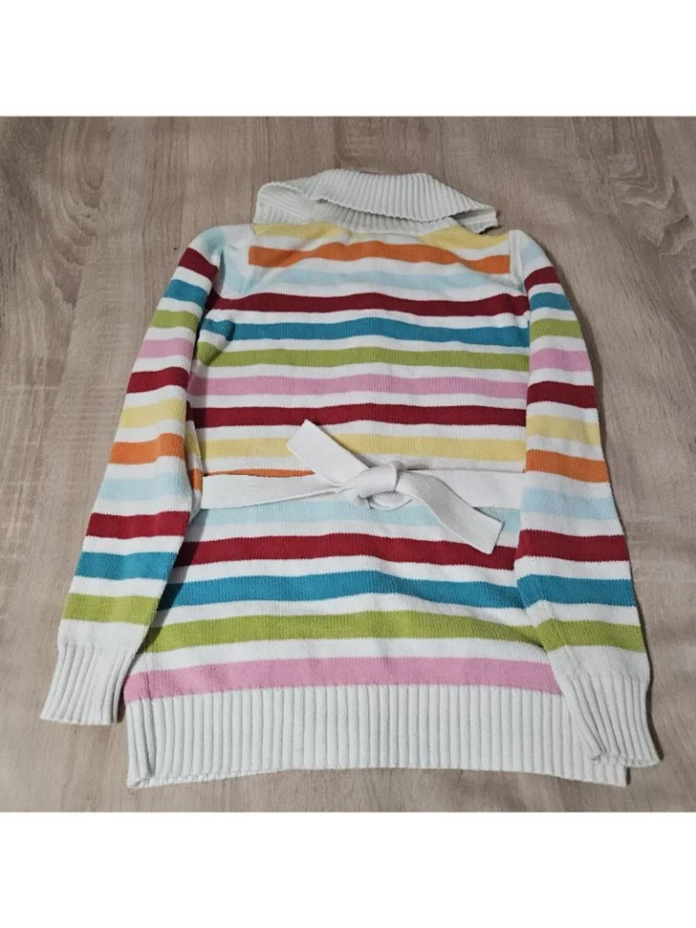 Gymboree Girls Size L 10-12 Rainbow Striped Cardigan Sweater Tie Back